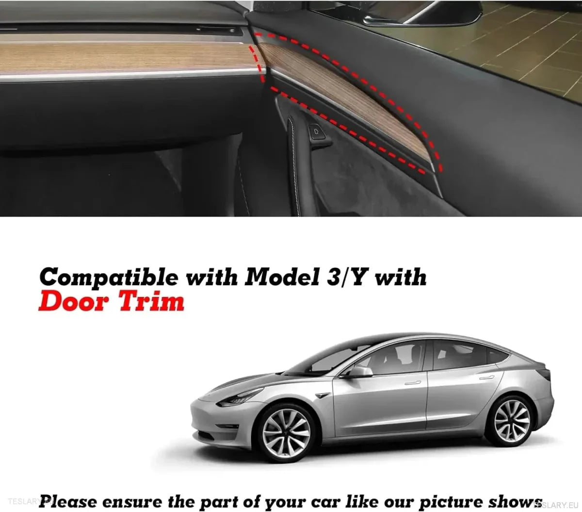 Internal Door Side Trims Tesla 3/Y - TESLARY Tesla Shop Accessories Europe Nederlands Ireland Deutschland Espana Alicante France Italia