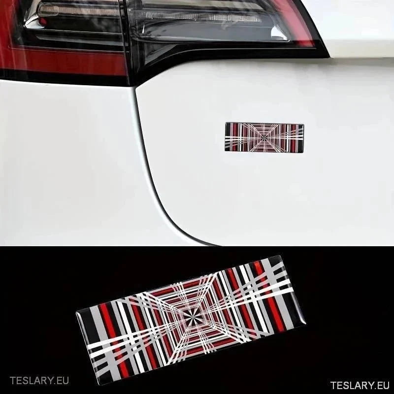 " PLAID " Logo 3D Dome Style Decal 11cm x 4cm - TESLARY Tesla Shop Accessories Europe Nederlands Ireland Deutschland Espana Alicante France Italia