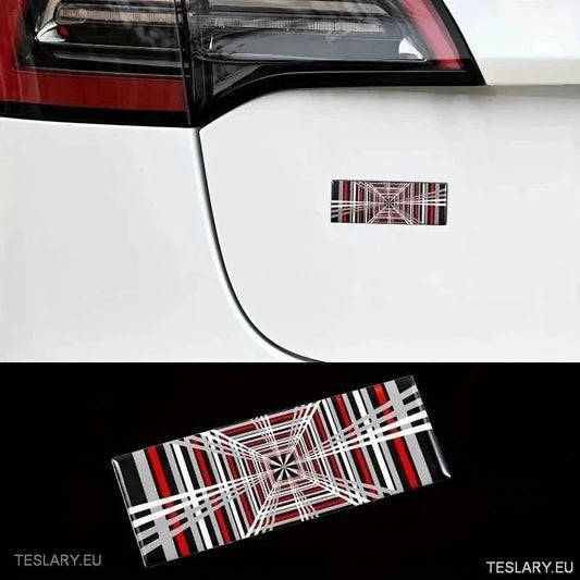 " PLAID " Logo 3D Dome Style Decal 11cm x 4cm - TESLARY Tesla Shop Accessories Europe Nederlands Ireland Deutschland Espana Alicante France Italia