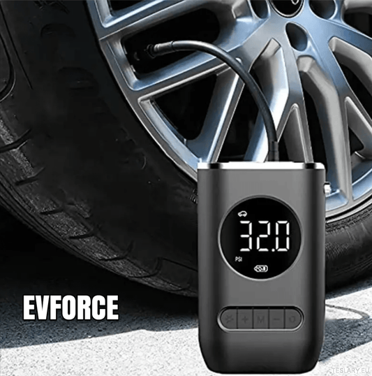 Portable Battery Powered Tyre Compressor for Tesla , BYD , MG & Other EVs - TESLARY Tesla Shop Accessories Europe Nederlands Ireland Deutschland Espana Alicante France Italia