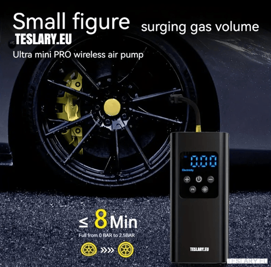 Portable Battery Powered Tyre Compressor for Tesla Model 3 Y S X - 4500Mah - TESLARY Tesla Shop Accessories Europe Nederlands Ireland Deutschland Espana Alicante France Italia