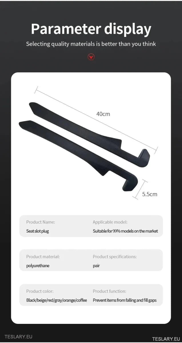 Seat Gap Filler for Tesla Model 3 , Y & S with Logo - TESLARY Tesla Shop Accessories Europe Nederlands Ireland Deutschland Espana Alicante France Italia
