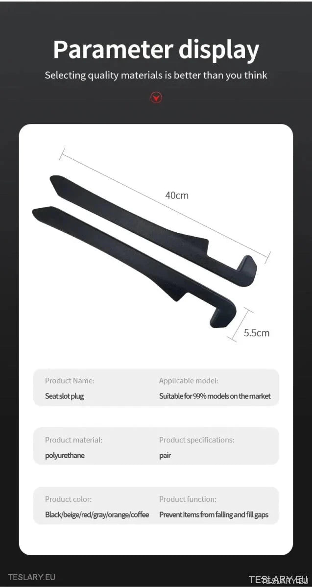 Seat Gap Filler for Tesla Model 3 , Y & S with Logo - TESLARY Tesla Shop Accessories Europe Nederlands Ireland Deutschland Espana Alicante France Italia