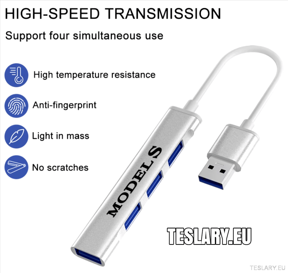 Tesla 3 Y S X USB Docking Station / HUB LHD or RHD Logo - TESLARY Tesla Shop Accessories Europe Nederlands Ireland Deutschland Espana Alicante France Italia