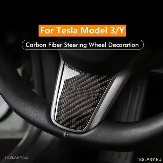 Tesla 3/Y Steering Carbon Fiber Style Trim Cover - TESLARY Tesla Shop Accessories Europe Nederlands Ireland Deutschland Espana Alicante France Italia