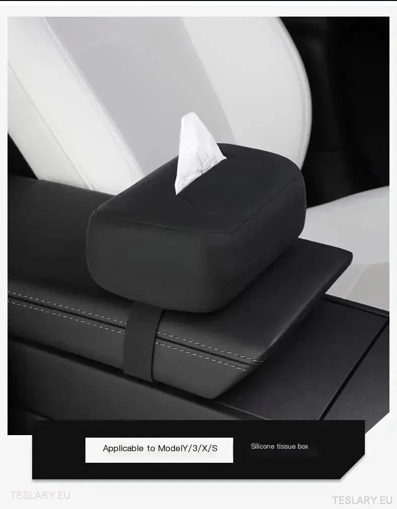Tesla 3/Y/X/S Silicone Tissue Holder with Adjustable Strap - TESLARY Tesla Shop Accessories Europe Nederlands Ireland Deutschland Espana Alicante France Italia