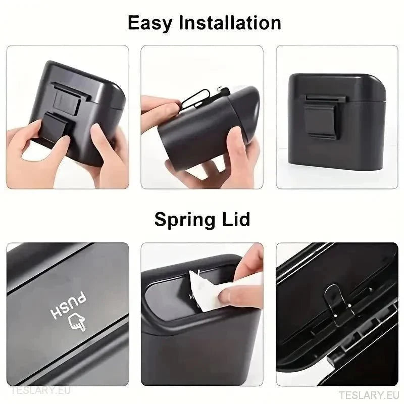 Tesla Car Mini Bin with Spring Lid and 30 Bags - TESLARY Tesla Shop Accessories Europe Nederlands Ireland Deutschland Espana Alicante France Italia