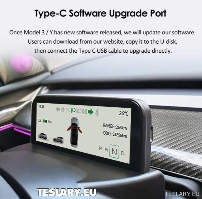 Tesla Model 3 / 3+ Highland & Model Y HUD Dash Instrument Cluster 6.2" / 4.6" Wide Speed Meter - TESLARY Tesla Shop Accessories Europe Nederlands Ireland Deutschland Espana Alicante France Italia