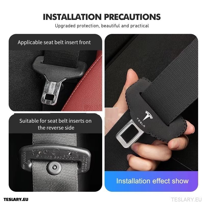 Tesla Model 3 Y S X Car Seat Belt Buckle Anti - scratch Protector with Tesla Logo - TESLARY Tesla Shop Accessories Europe Nederlands Ireland Deutschland Espana Alicante France Italia