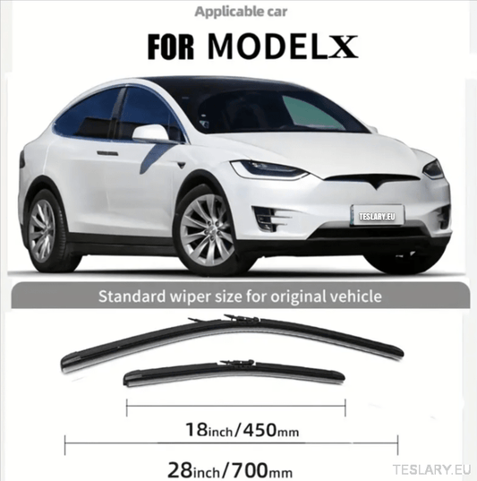 TESLA MODEL X WIPER BLADE KIT ( BOTH WIPERS ) 18 / 28 2016 - 2020 LHD - TESLARY Tesla Shop Accessories Europe Nederlands Ireland Deutschland Espana Alicante France Italia