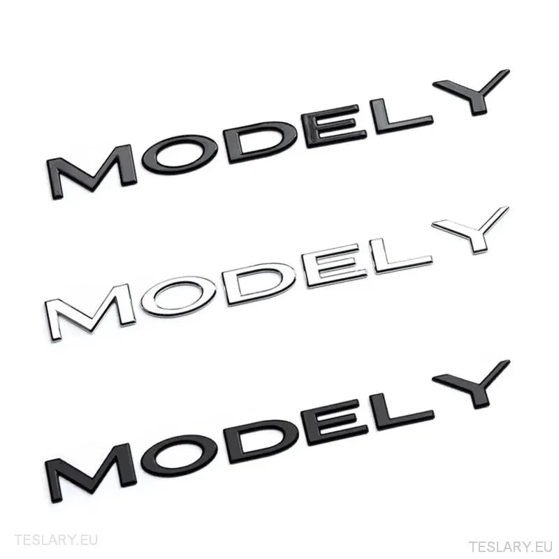 TESLA " MODEL Y " REAR LOGO EMBLEM IN CHROME & BLACK - TESLARY Tesla Shop Accessories Europe Nederlands Ireland Deutschland Espana Alicante France Italia