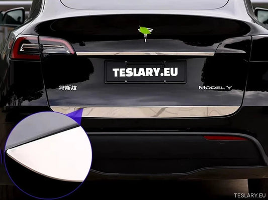 Tesla Model Y Trunk Chrome Protective Strips - TESLARY Tesla Shop Accessories Europe Nederlands Ireland Deutschland Espana Alicante France Italia